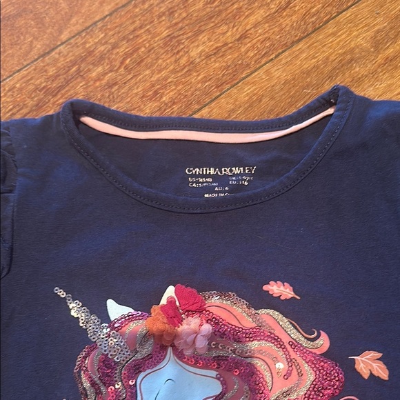 Cynthia Rowley Blue and Pink Unicorn Short Sleeve Tee - Picture 6 of 8